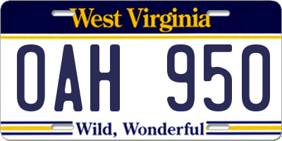 WV license plate OAH950