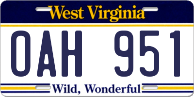 WV license plate OAH951