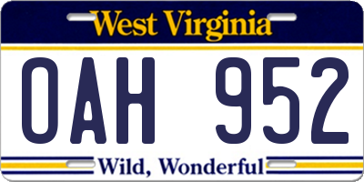 WV license plate OAH952