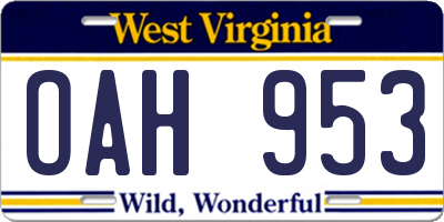 WV license plate OAH953