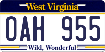 WV license plate OAH955