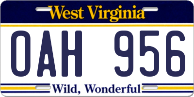 WV license plate OAH956
