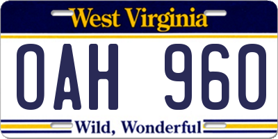 WV license plate OAH960
