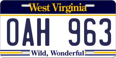 WV license plate OAH963