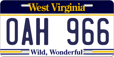 WV license plate OAH966
