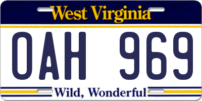 WV license plate OAH969