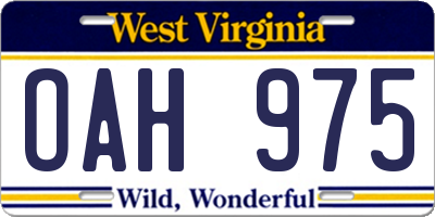 WV license plate OAH975