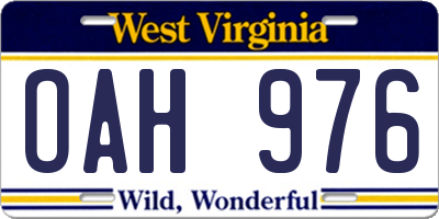 WV license plate OAH976