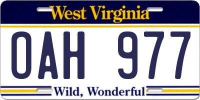 WV license plate OAH977