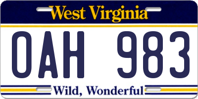 WV license plate OAH983