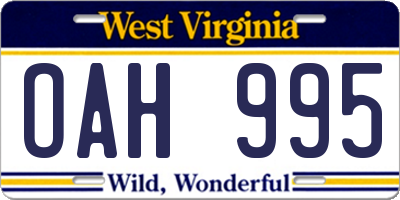 WV license plate OAH995