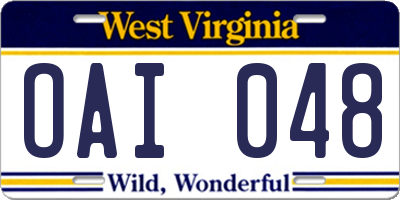 WV license plate OAI048