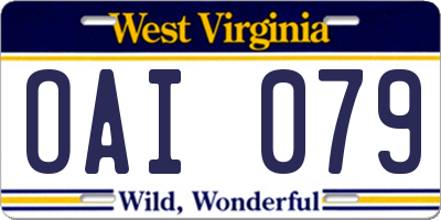 WV license plate OAI079