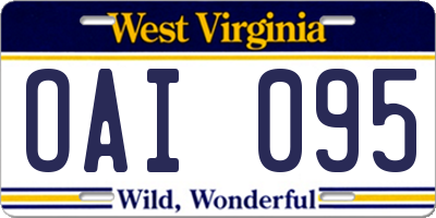 WV license plate OAI095