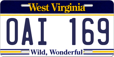 WV license plate OAI169