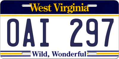 WV license plate OAI297