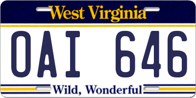 WV license plate OAI646