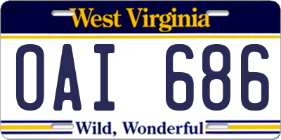 WV license plate OAI686