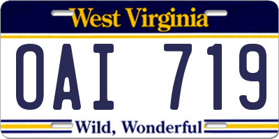 WV license plate OAI719