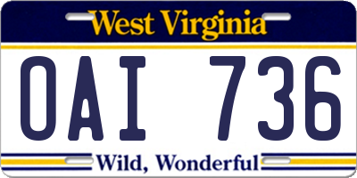 WV license plate OAI736