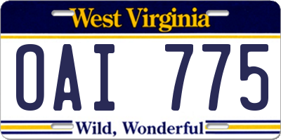 WV license plate OAI775