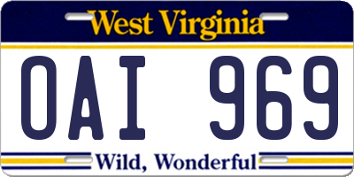 WV license plate OAI969