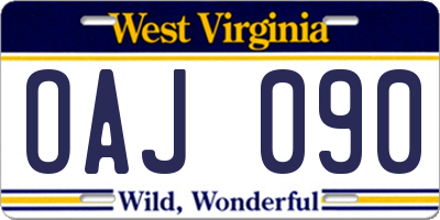 WV license plate OAJ090