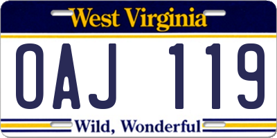 WV license plate OAJ119