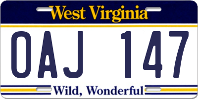 WV license plate OAJ147