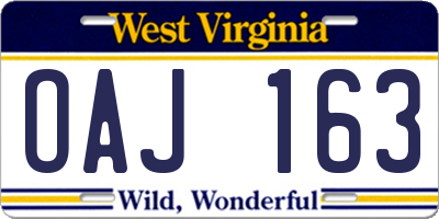 WV license plate OAJ163