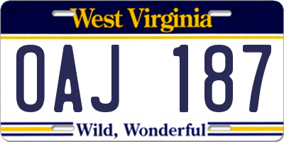 WV license plate OAJ187