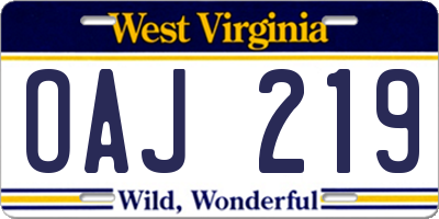 WV license plate OAJ219