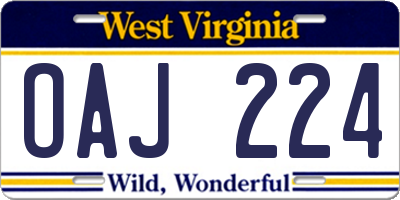WV license plate OAJ224
