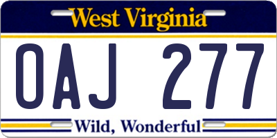 WV license plate OAJ277
