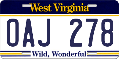 WV license plate OAJ278