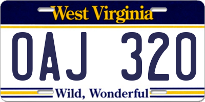 WV license plate OAJ320