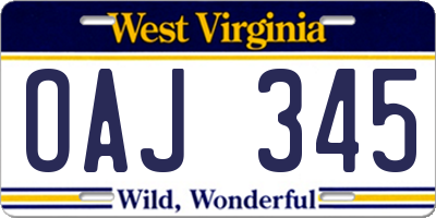 WV license plate OAJ345