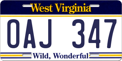 WV license plate OAJ347