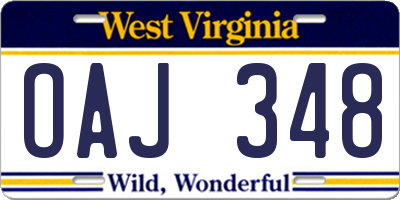 WV license plate OAJ348