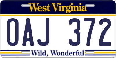 WV license plate OAJ372