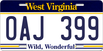 WV license plate OAJ399
