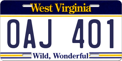 WV license plate OAJ401