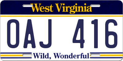WV license plate OAJ416
