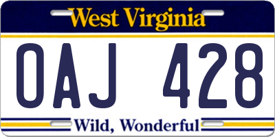 WV license plate OAJ428