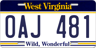 WV license plate OAJ481