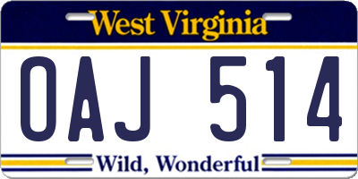 WV license plate OAJ514