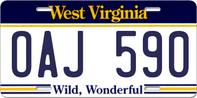 WV license plate OAJ590