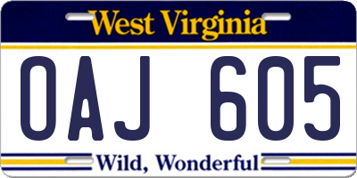WV license plate OAJ605