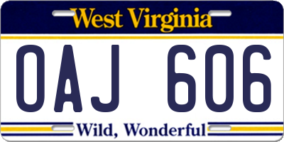 WV license plate OAJ606