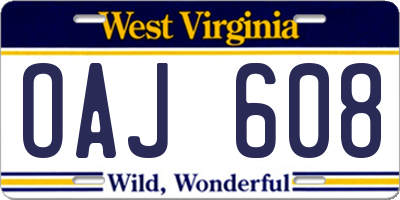WV license plate OAJ608